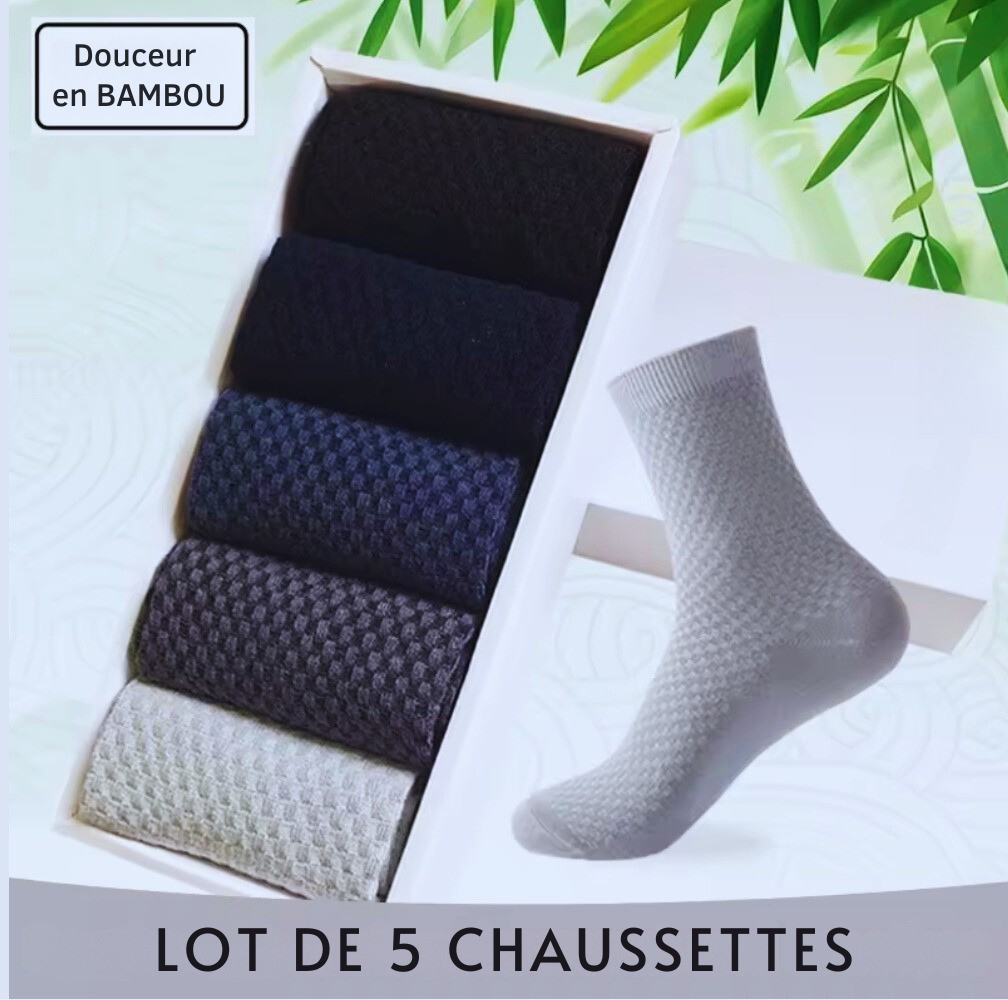 Chaussettes en Bambou Confort Plus – Lot de 4 + 1 offerte