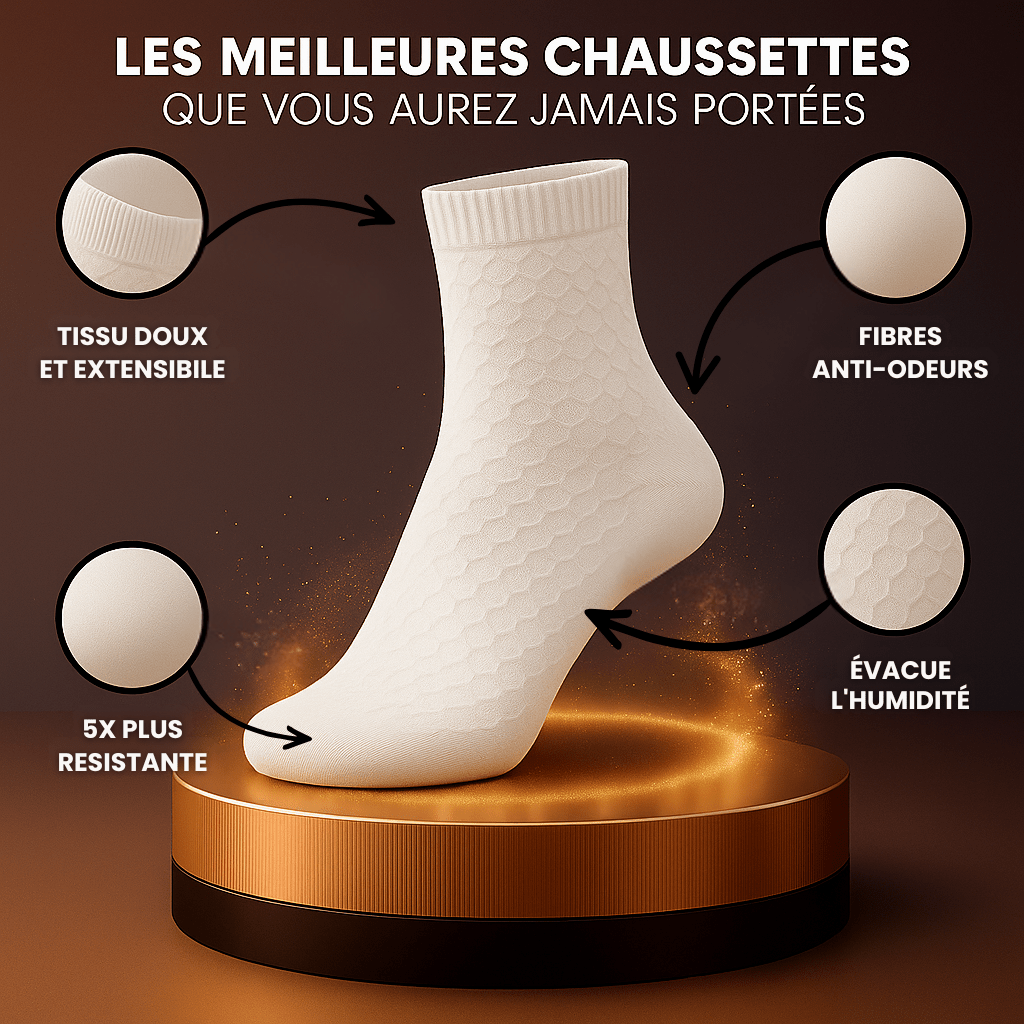 Chaussettes en Bambou Confort Plus – Lot de 4 + 1 offerte
